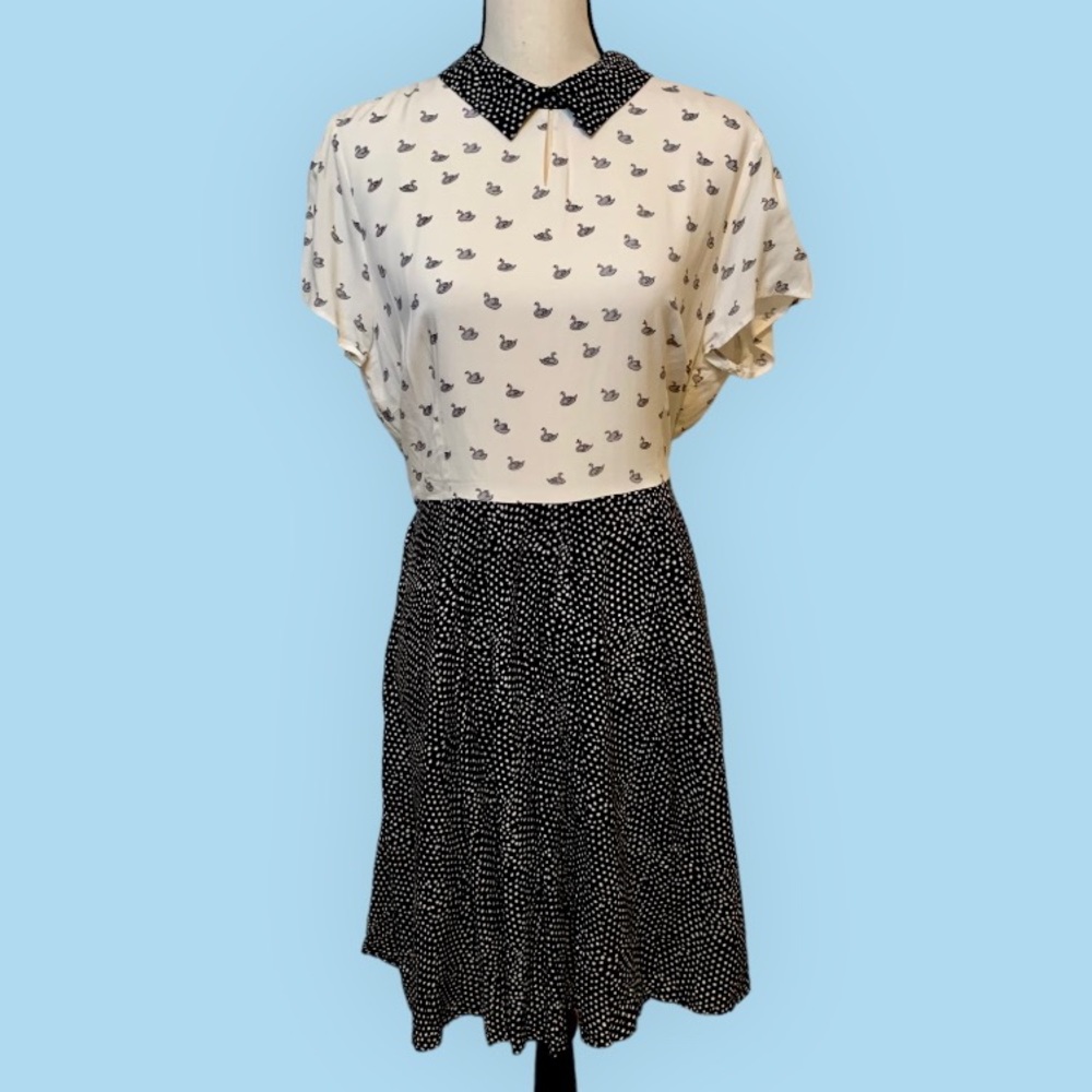 Elegant Black and White Polka Dot Dress